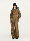 INTO THE EAST 25 Autumn/Winter Moss Green Dark Pattern Print Linen Shirt/Straight Pants ITE-E1DGAW005GR21PT-LV Pants (E1DGAW004GR21SH)